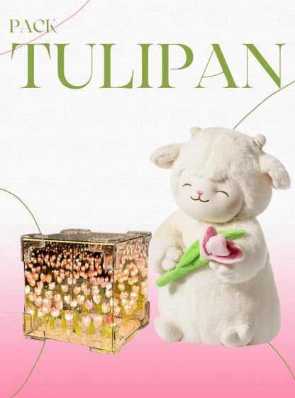 🧸PELUCHE CORDERITO TULIPAN + TULIPAN INFINITO CAJA DE REGALO🎁