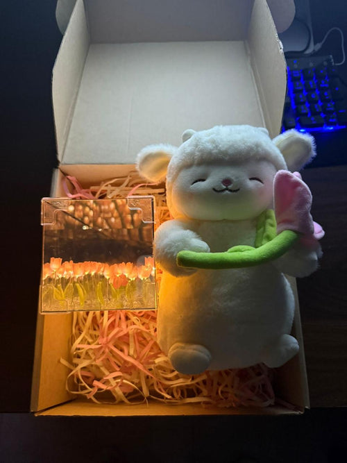 🧸PELUCHE CORDERITO TULIPAN + TULIPAN INFINITO CAJA DE REGALO🎁